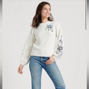 NWT Embroidered Lucky Brand sweater. Sold out online